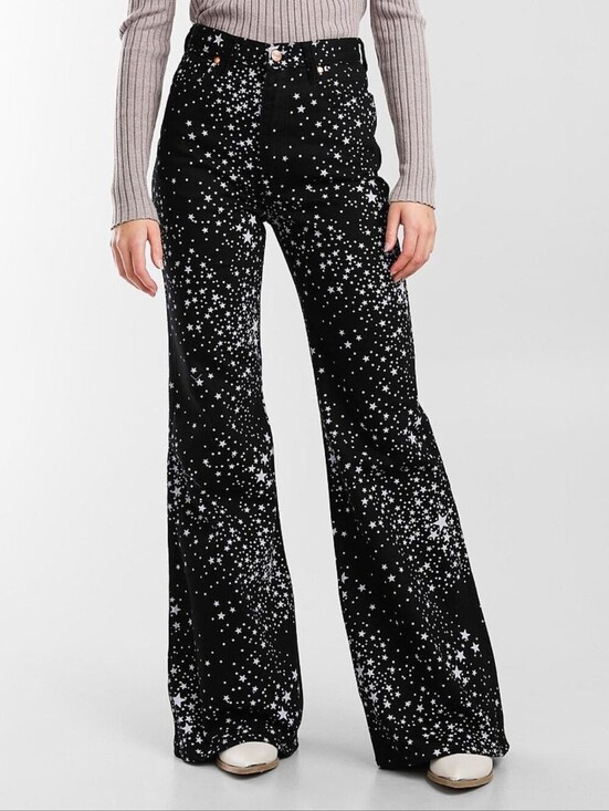 Wrangler Denim - Wrangler | Black Wanderer High Rise Flare Pant In Star Struck Size 29